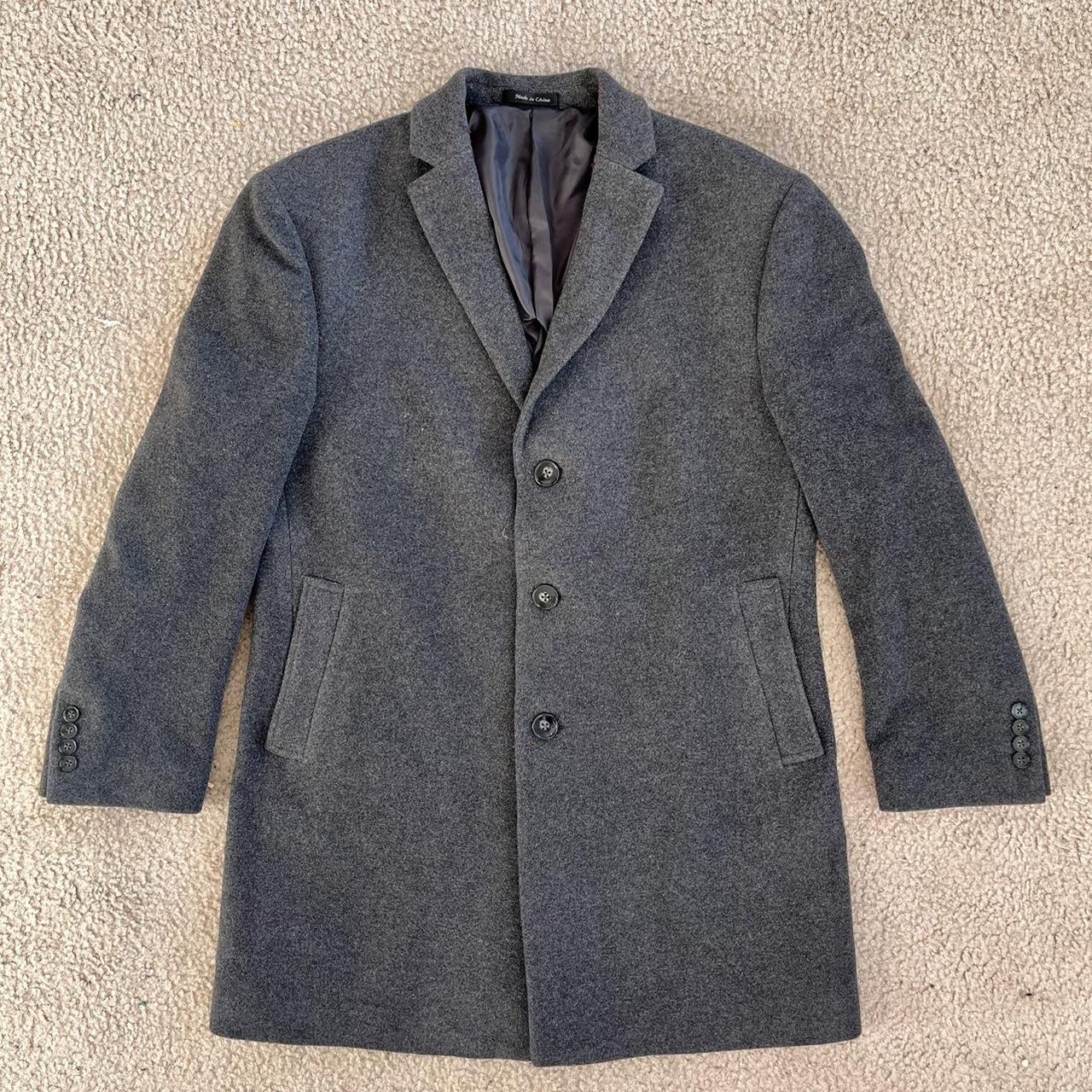 Calvin Klein Men’s Wool-Blend overcoat Like new Size... - Depop