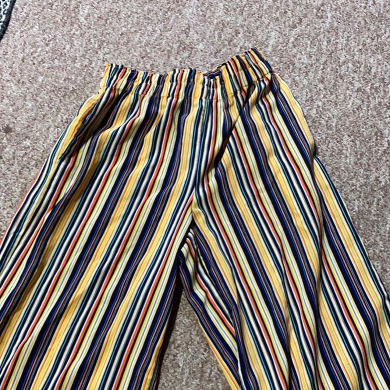 Striped cotton on wide leg pants - Depop