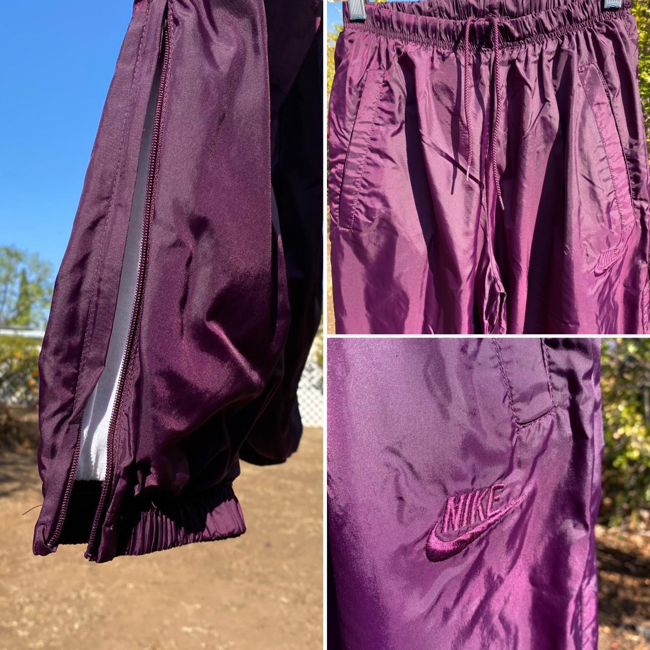 Vintage purple Nike nylon track pants . Size - Depop