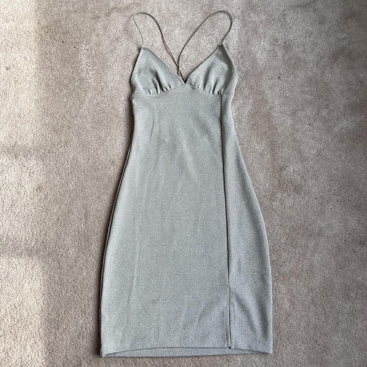 H&M Women's Grey and Silver Dress | Depop