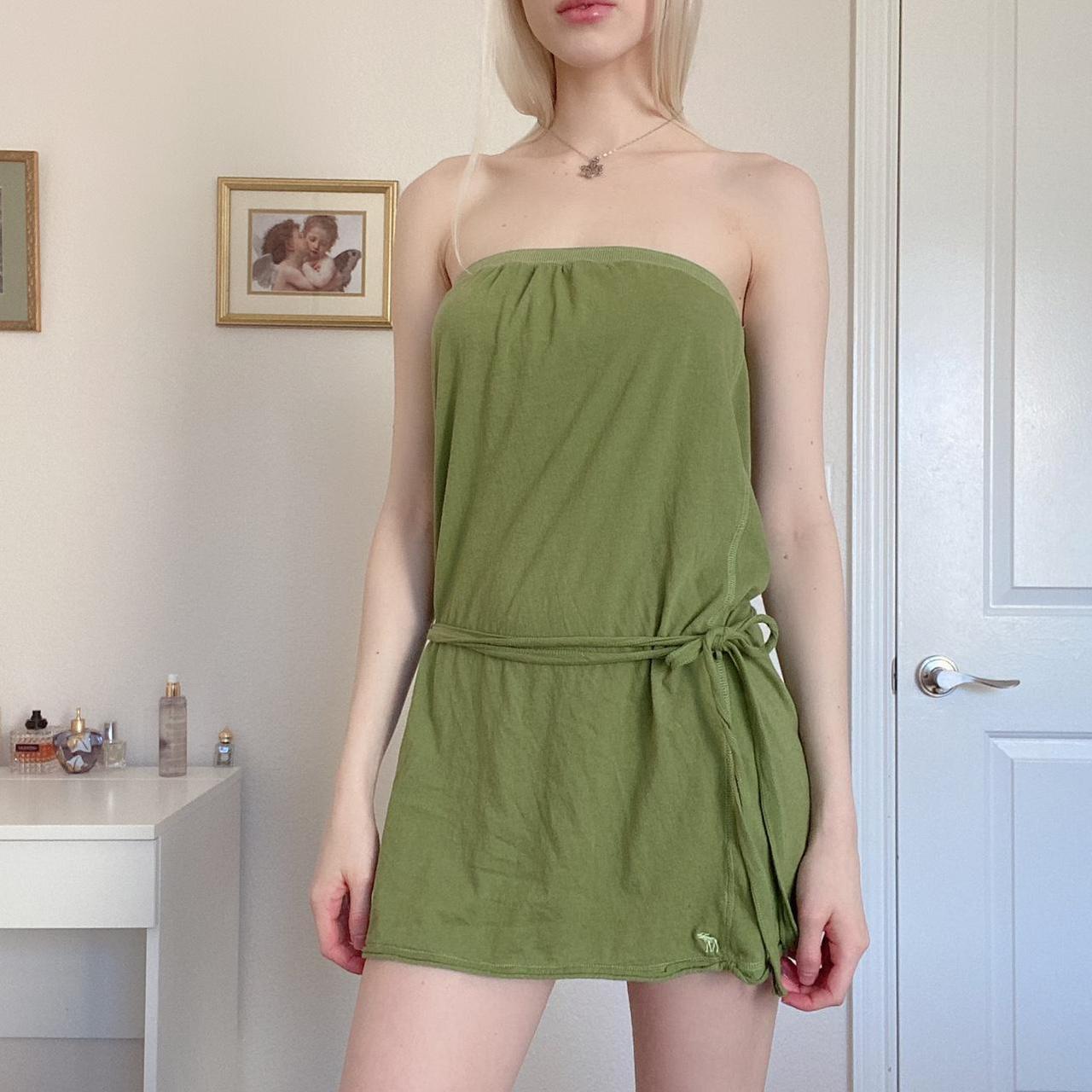 olive green tube top dress