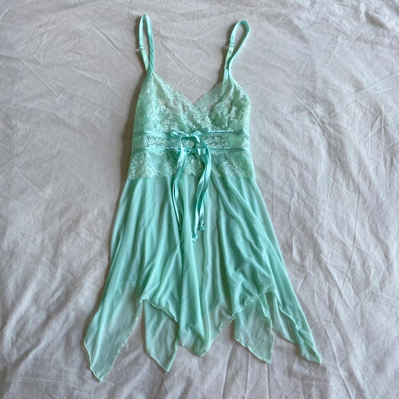 aqua-sheer-mesh-and-lace-babydoll-teddy-chemise-depop