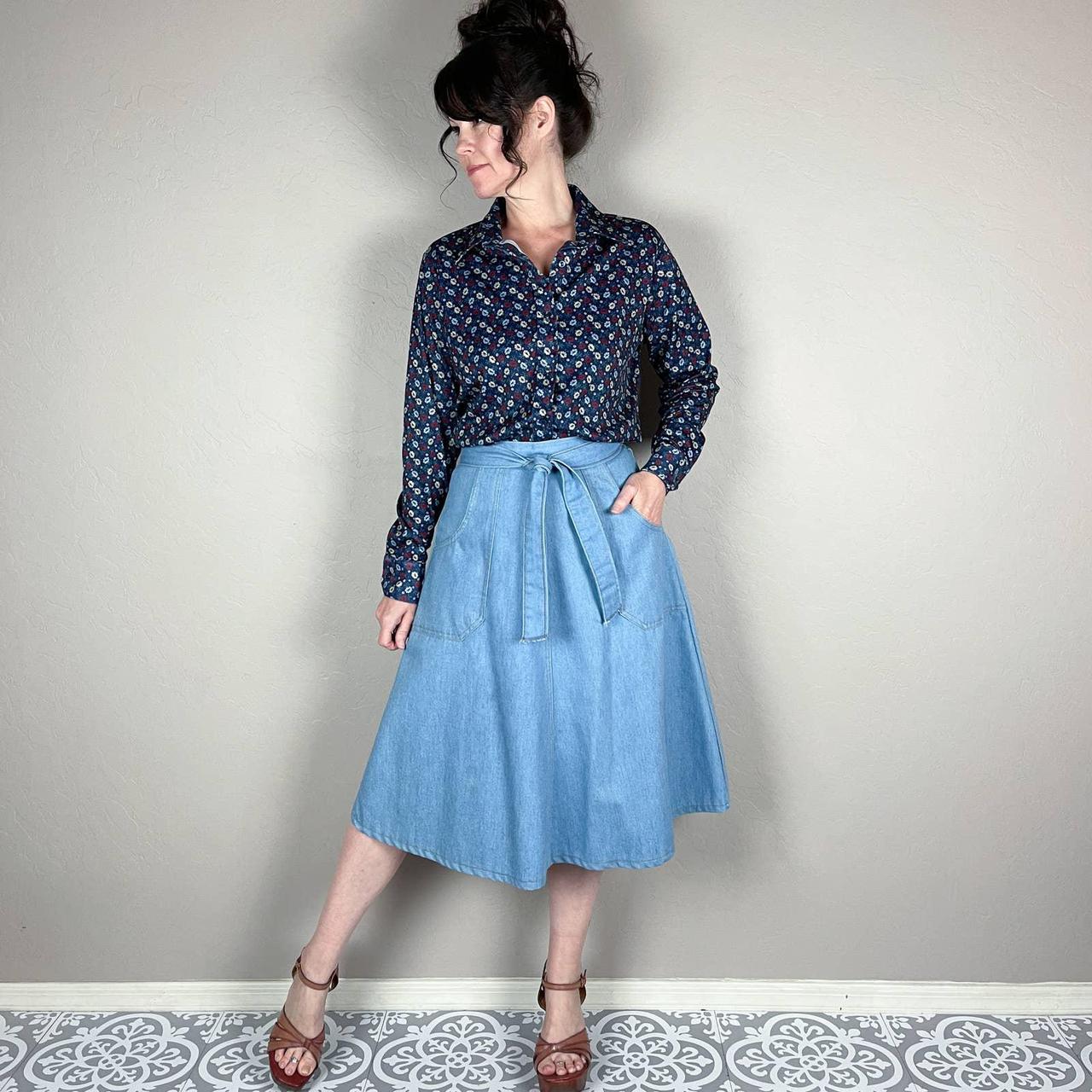 1970s wrap around jean skirt