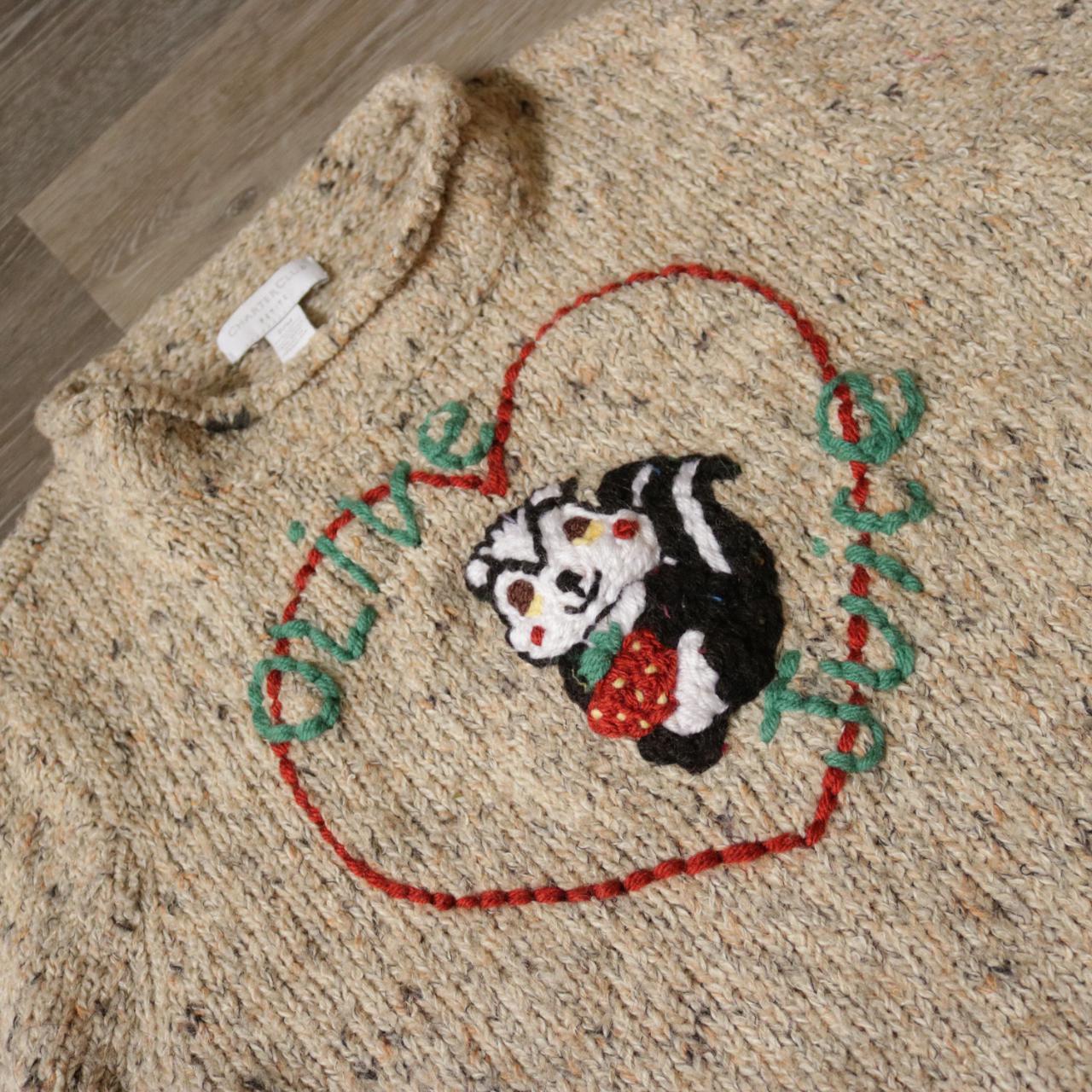 Olive Juice Skunk Sweater. I hand embroidered a... - Depop