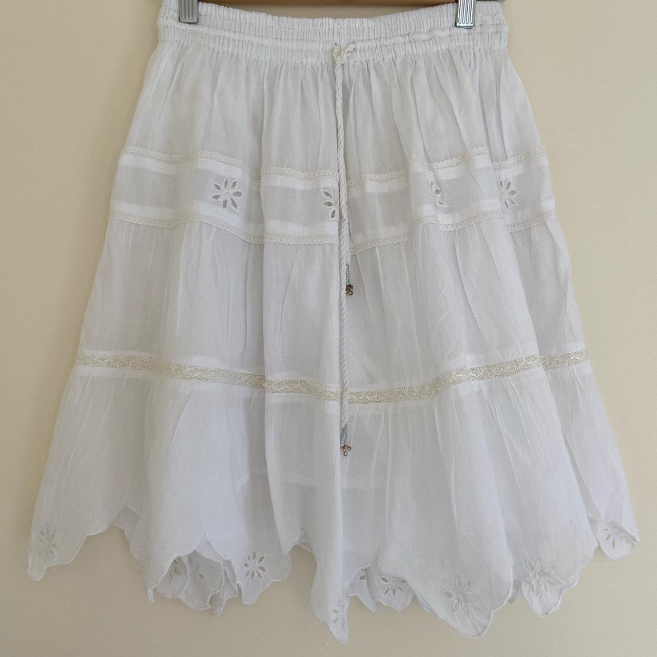 White Pixie Skirt White tiered skirt with beautiful... - Depop