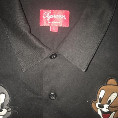 Supreme Tom & Jerry work shirt black RARE Sz L No... - Depop