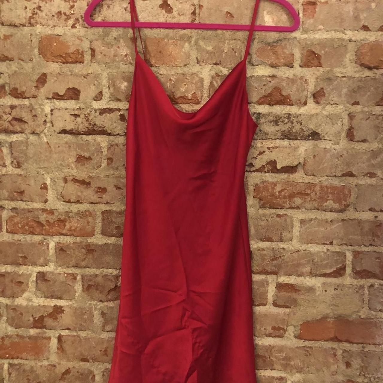 RED VELVET, darling! This satin number with a cowl... - Depop