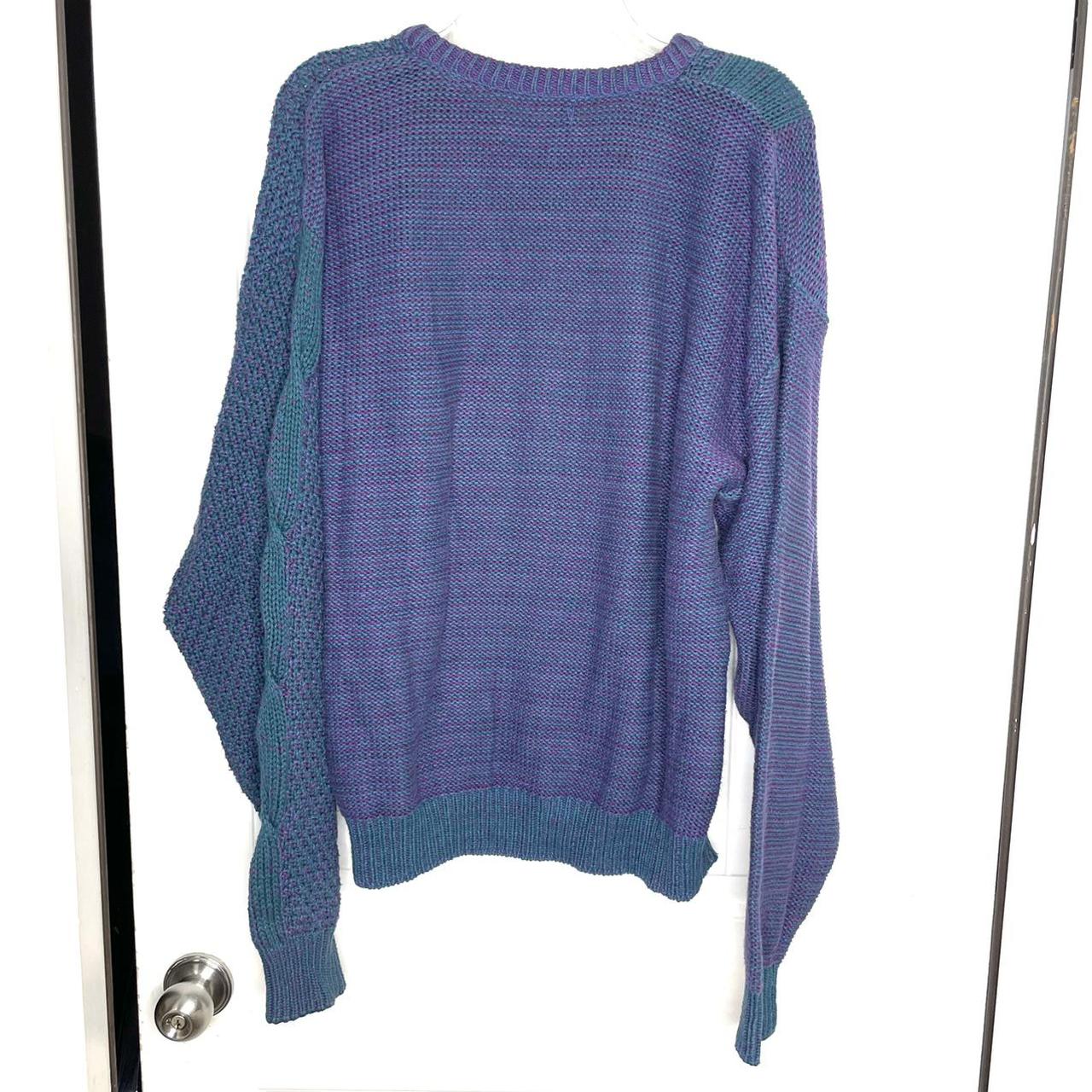 VTG 90s | Teal & Purple Sweater. Chunky knit argyle... - Depop