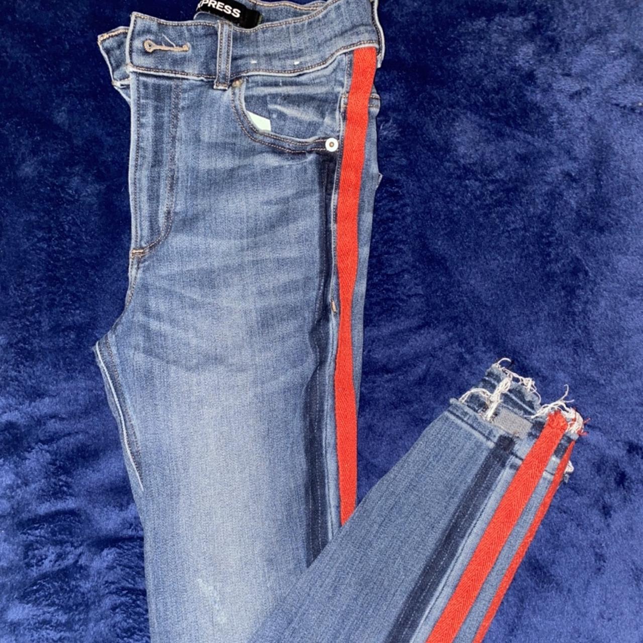 Jeans with red hot sale stripe down the side