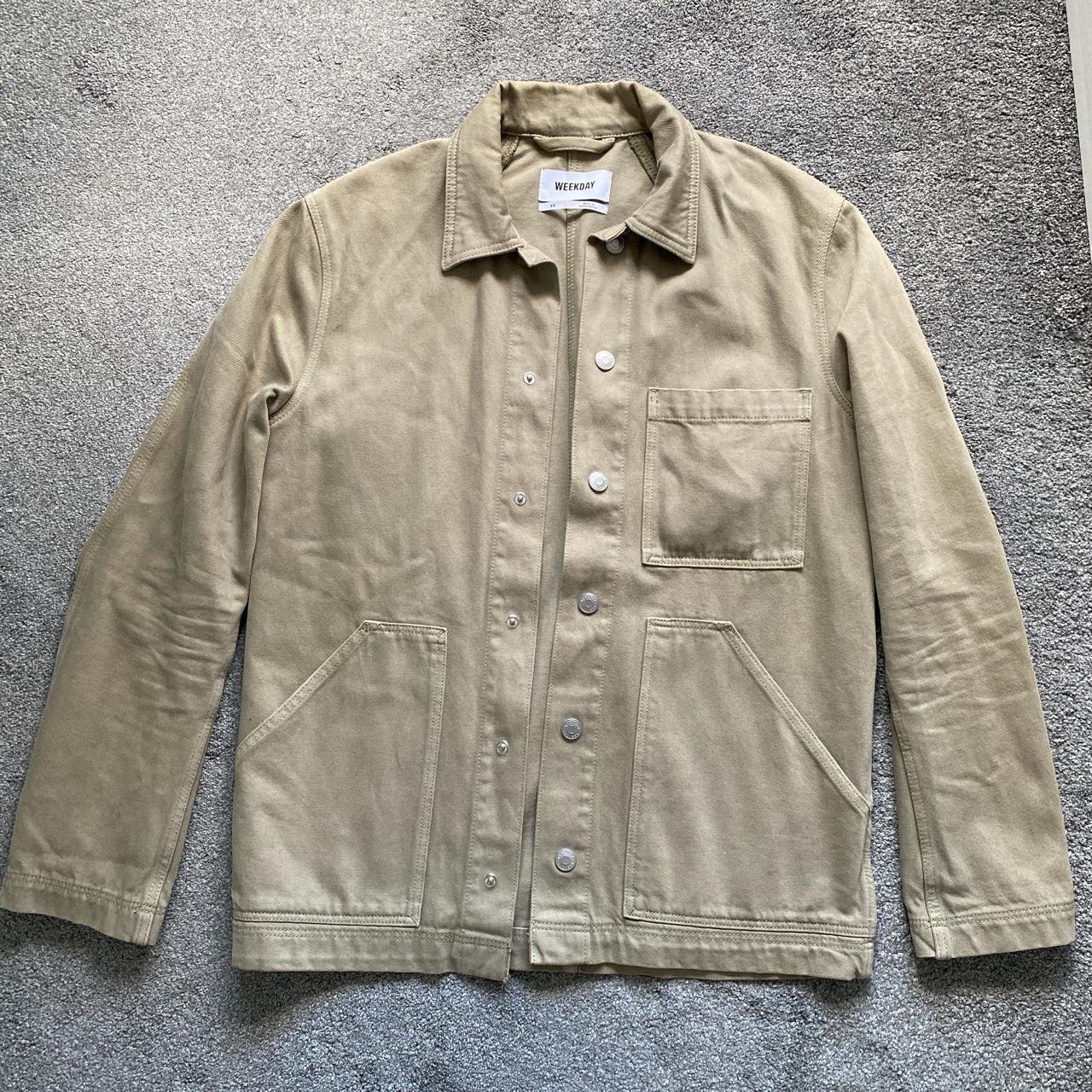 Weekday brown/beige utility French worker style... - Depop