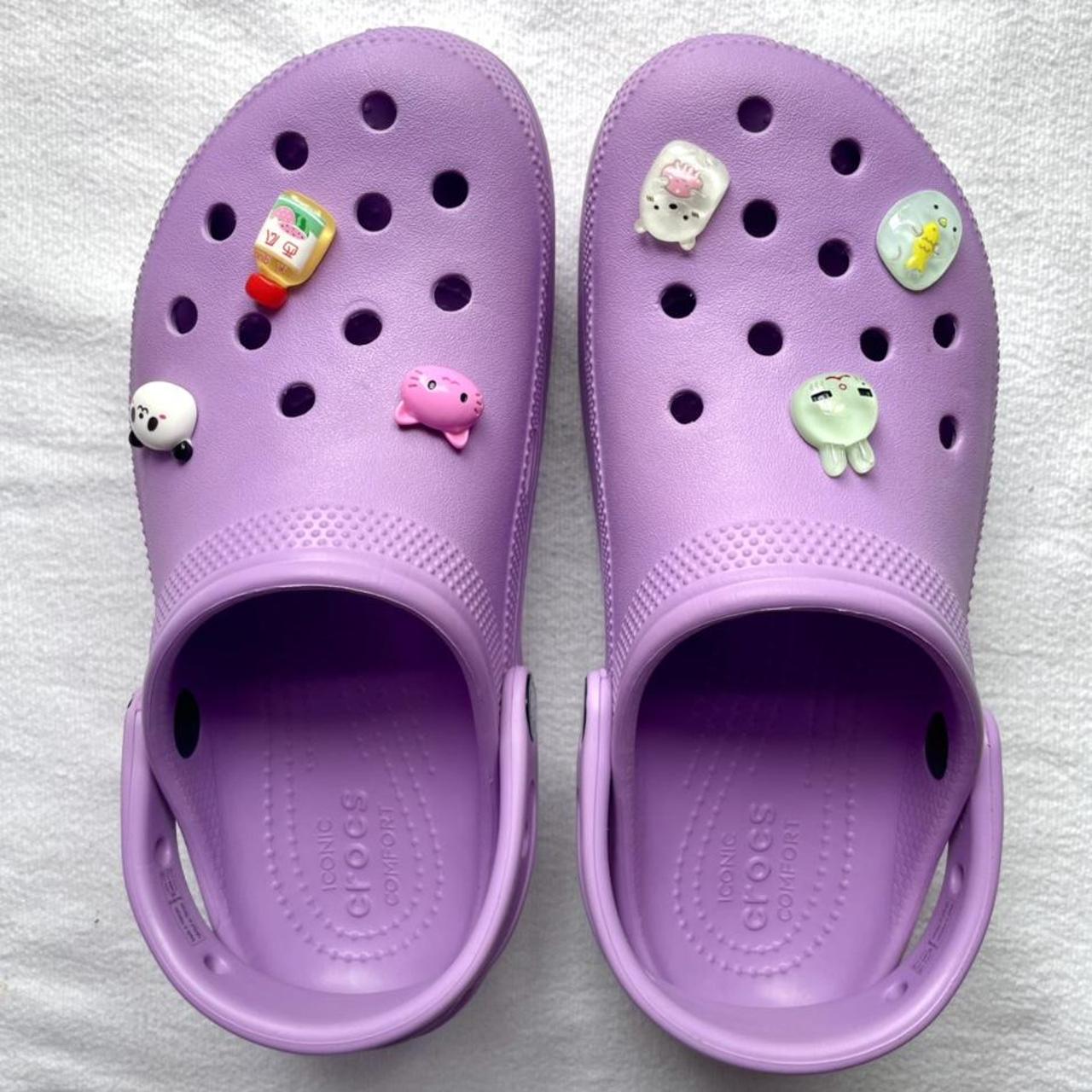 lilac platform crocs
