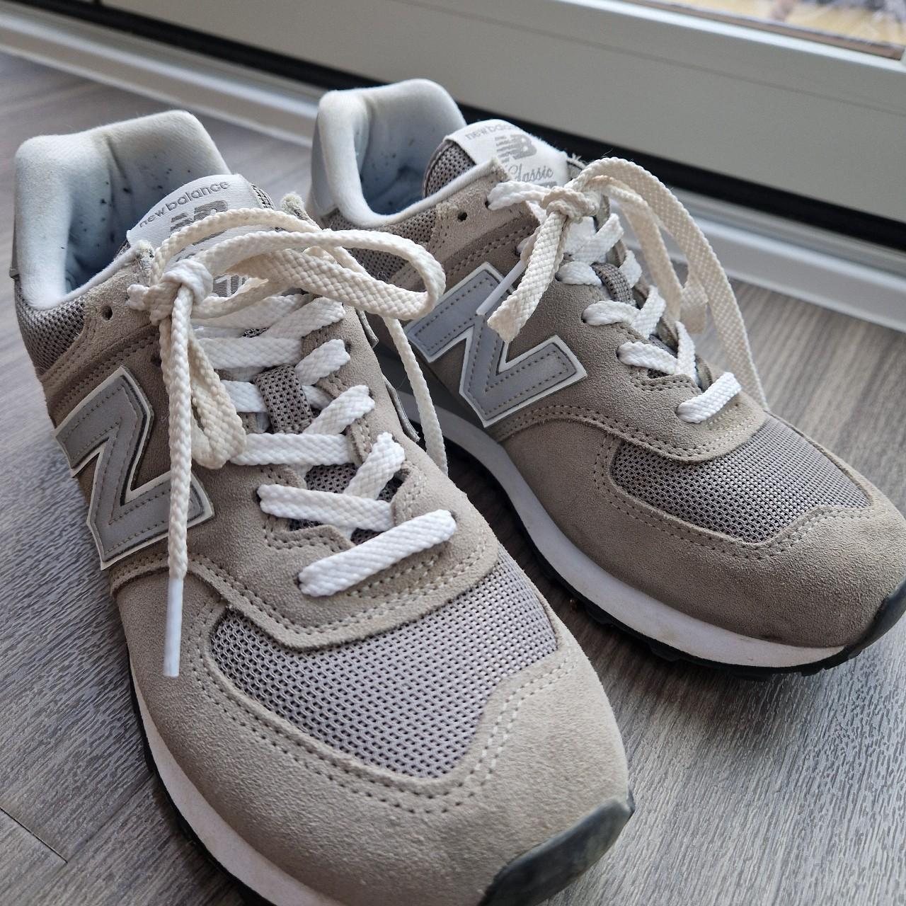 Grey colour new balance 574 in good condition. They... - Depop