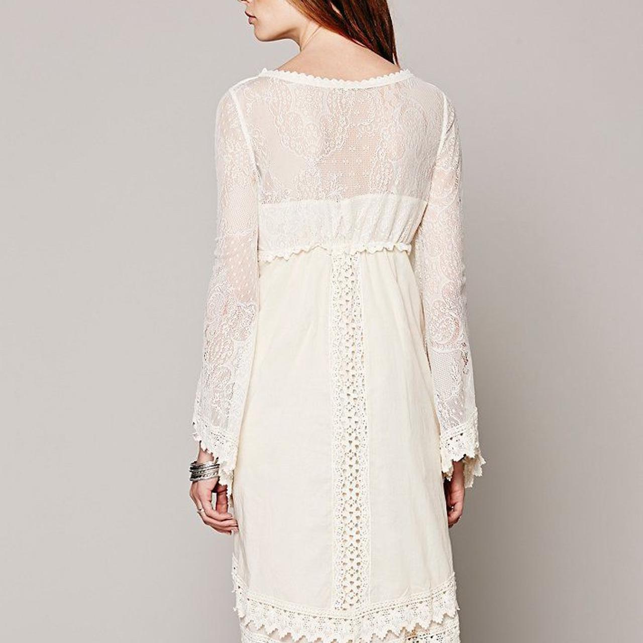 Free people nightingale neutral ivory lace tiered good dress xs