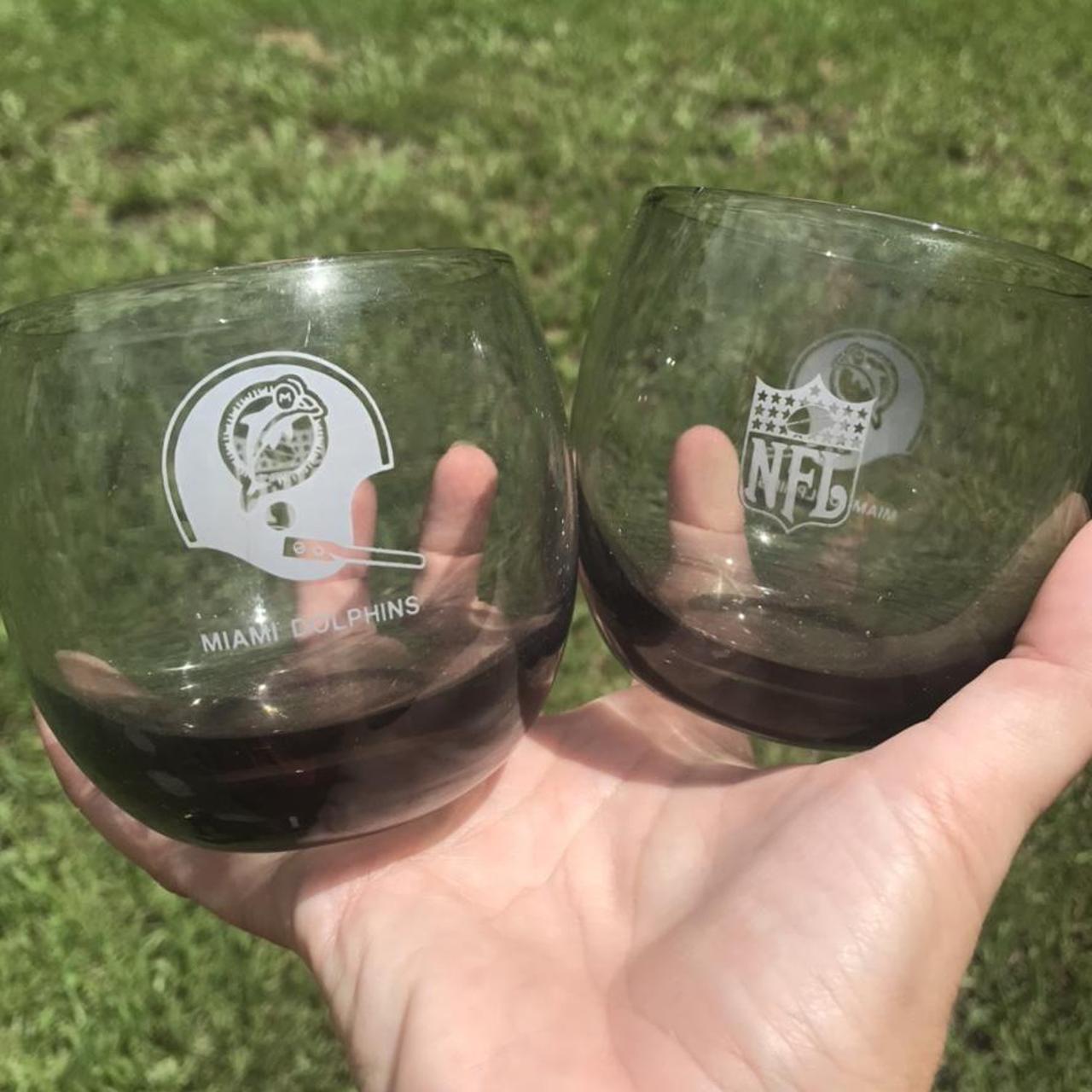 Miami Dolphins Stemless Wine Glass / Etched Logo - Depop