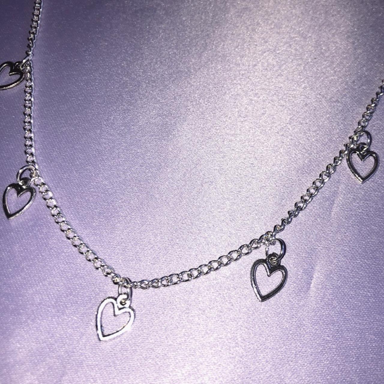 Handmade Silver Plated Small Heart Charm Necklace... - Depop