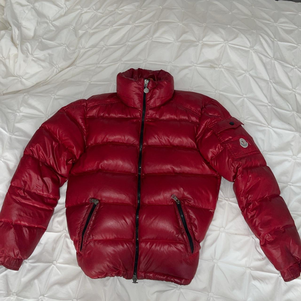 Maya Red Moncler Puffer Coat. Well worn with a small... - Depop
