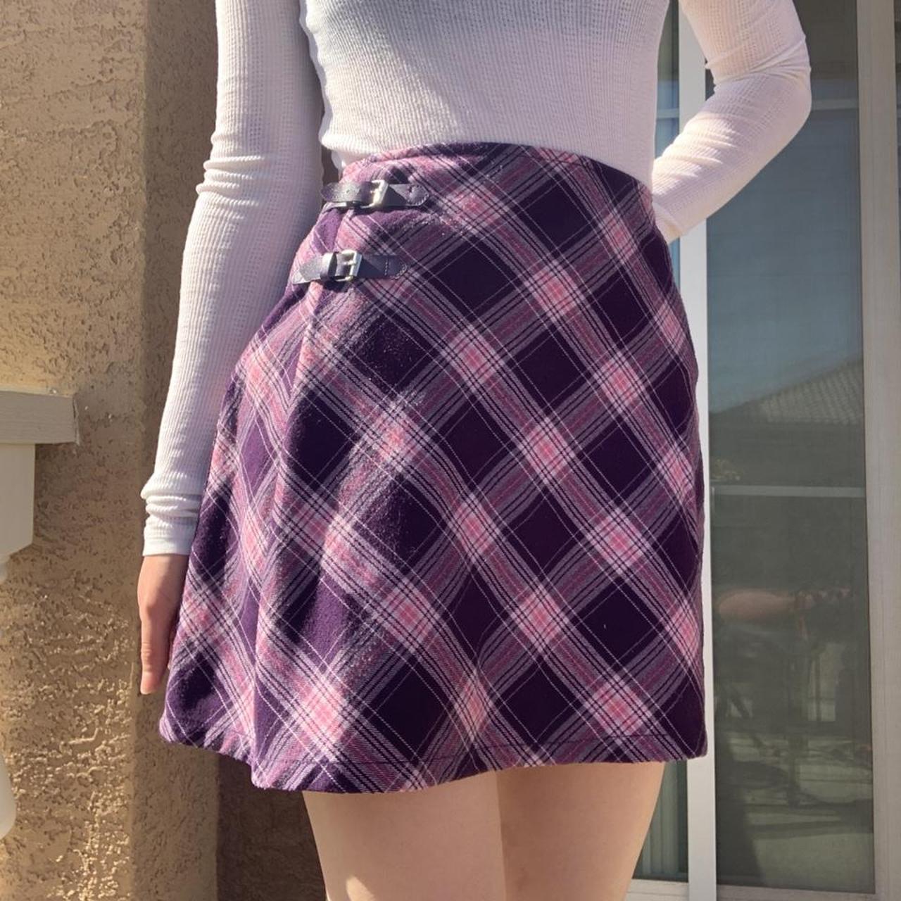 Pink and hotsell purple plaid skirt