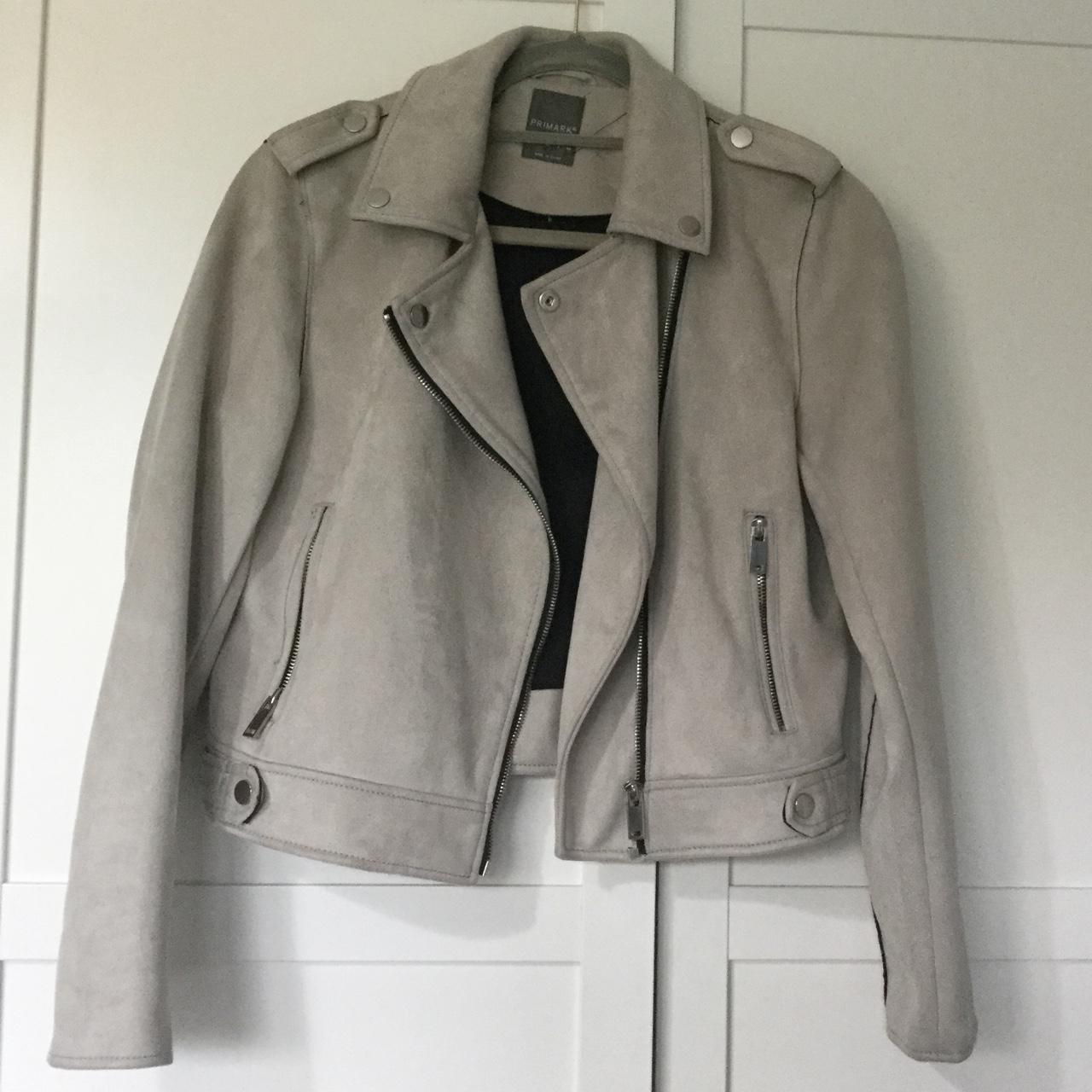 Grey suede jacket, Primark, Size 12 Great condition,... - Depop