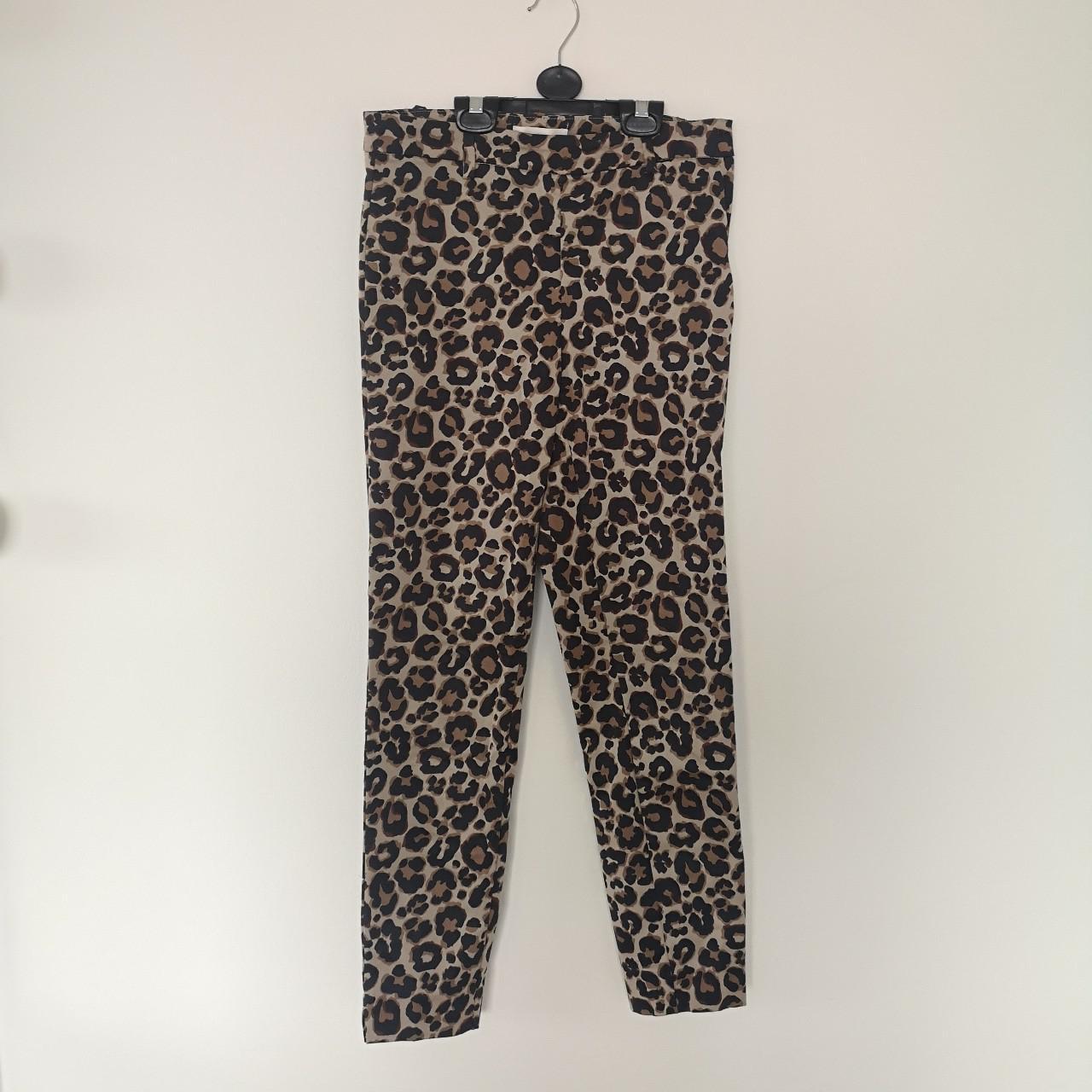 Slim Leopard trousers from H&M size 8, excellent... - Depop