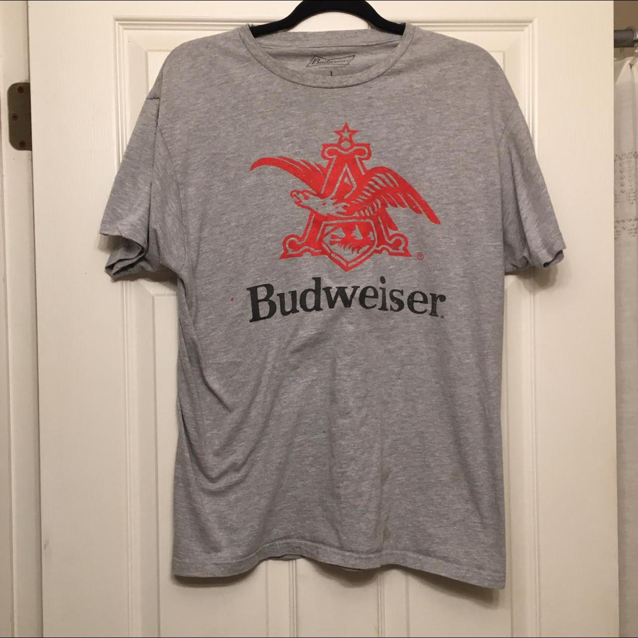 Budweiser Women's Grey T-shirt | Depop