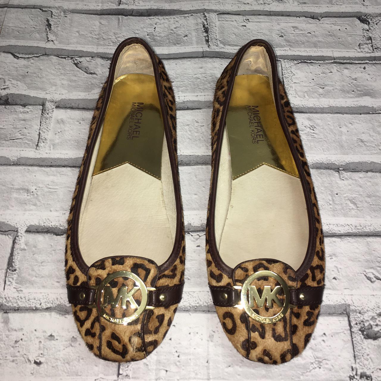 Michael Kors brown/leopard print leather slip on... - Depop