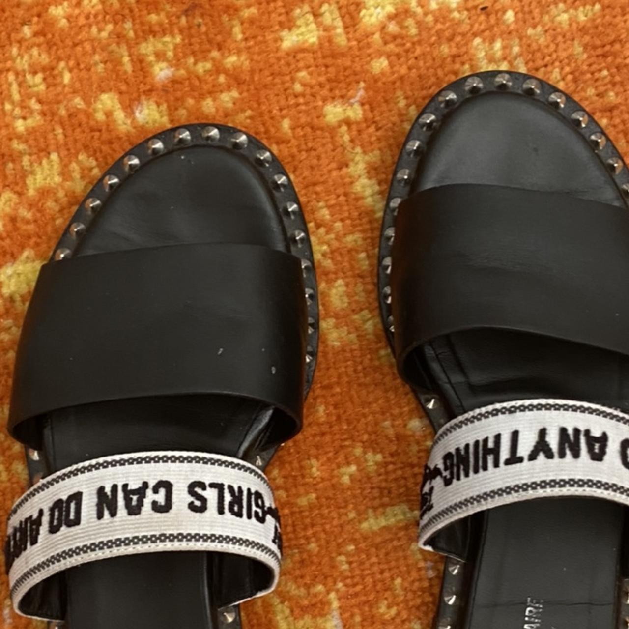 Zadig & Voltaire Women's Black and White Sandals Depop