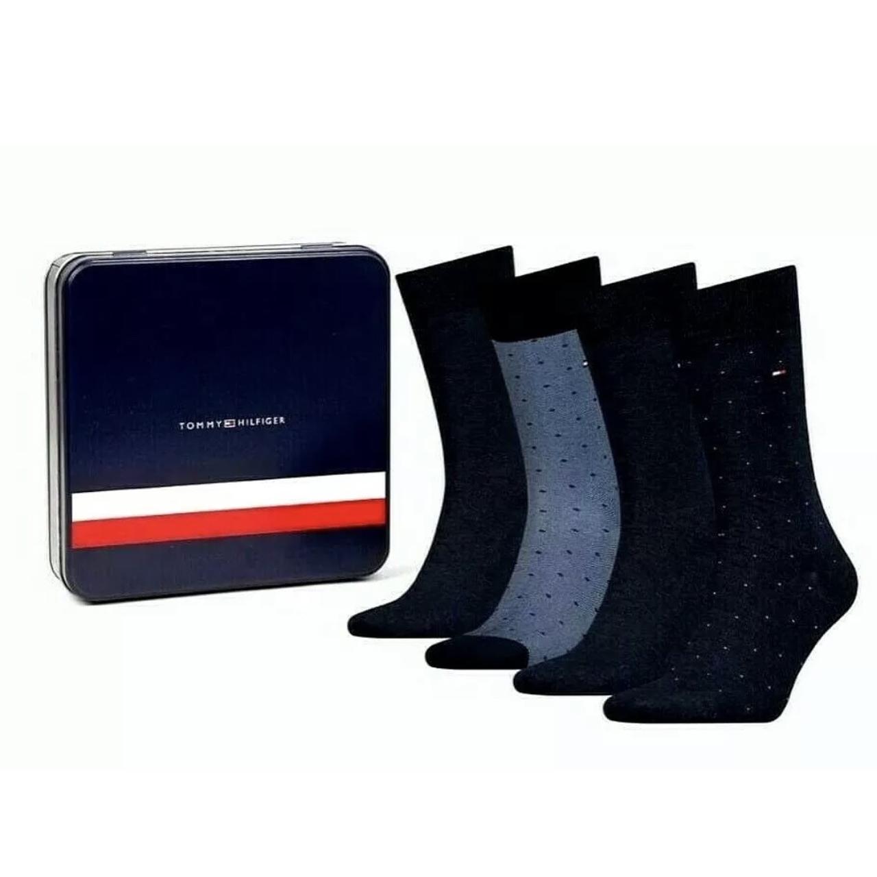 Tommy Hilfiger Socks 4 Pairs in Gift Tin - Navy Mix... - Depop