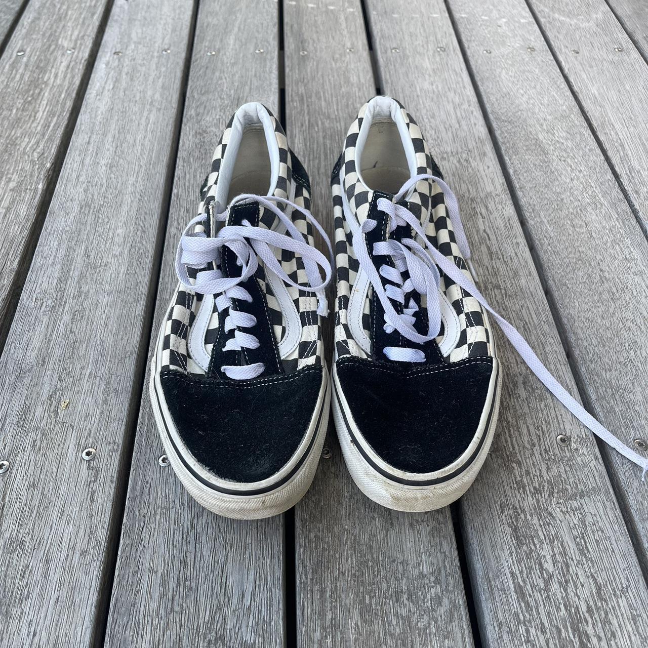 selling these checkered vans nice and flat... - Depop