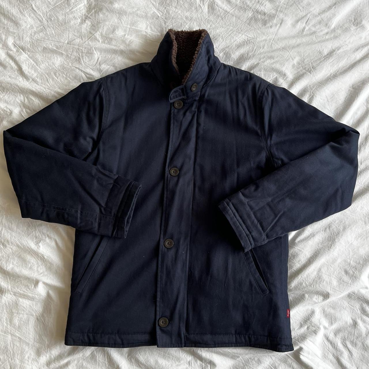 Levi’s pile lined Navy jacket ️ Only worn a handful... - Depop