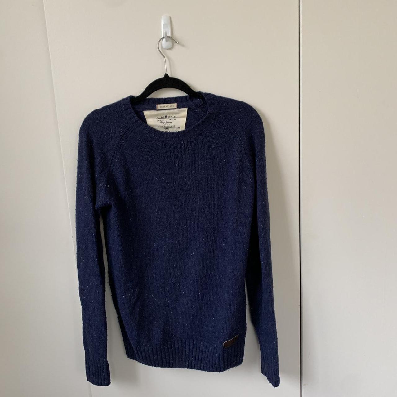 Pepe jeans blue knit jumper Size S #pepejeans... - Depop