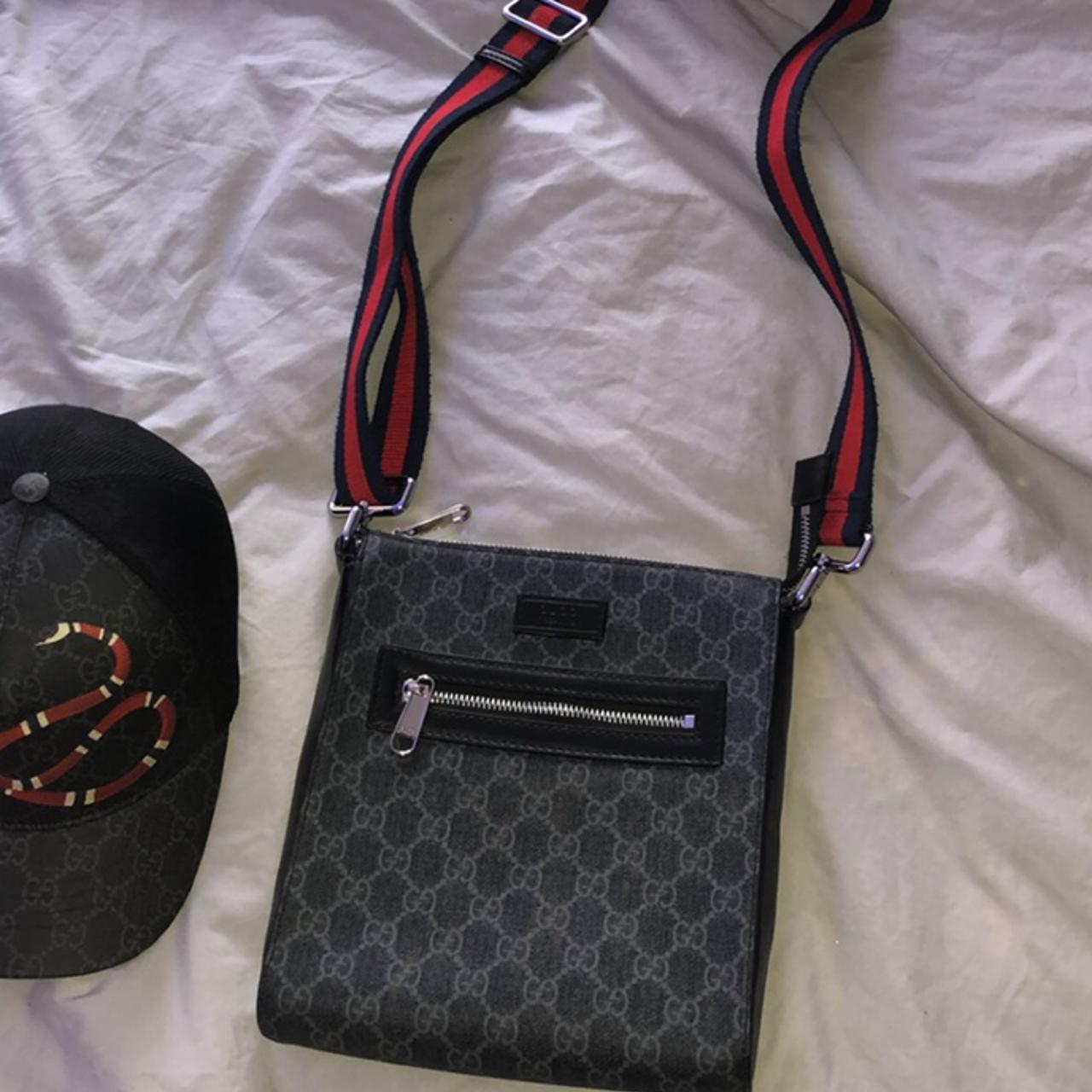 100% authentic Black gg Gucci supreme messenger bag... - Depop