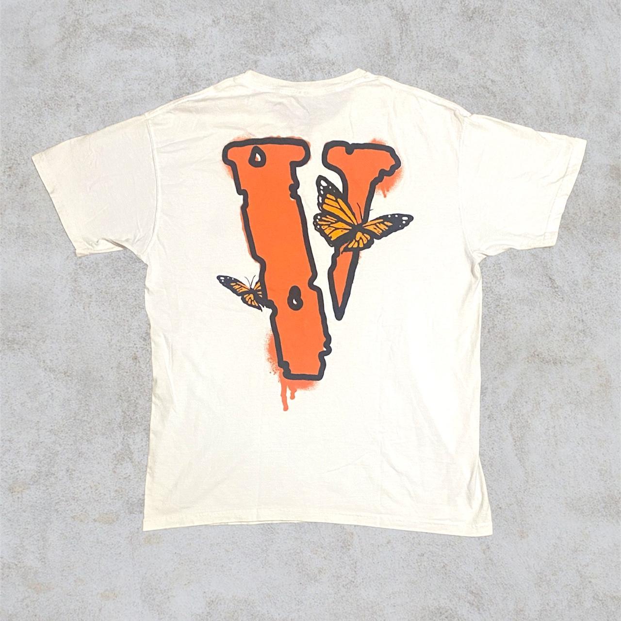 Vlone Men's White and Orange T-shirt | Depop