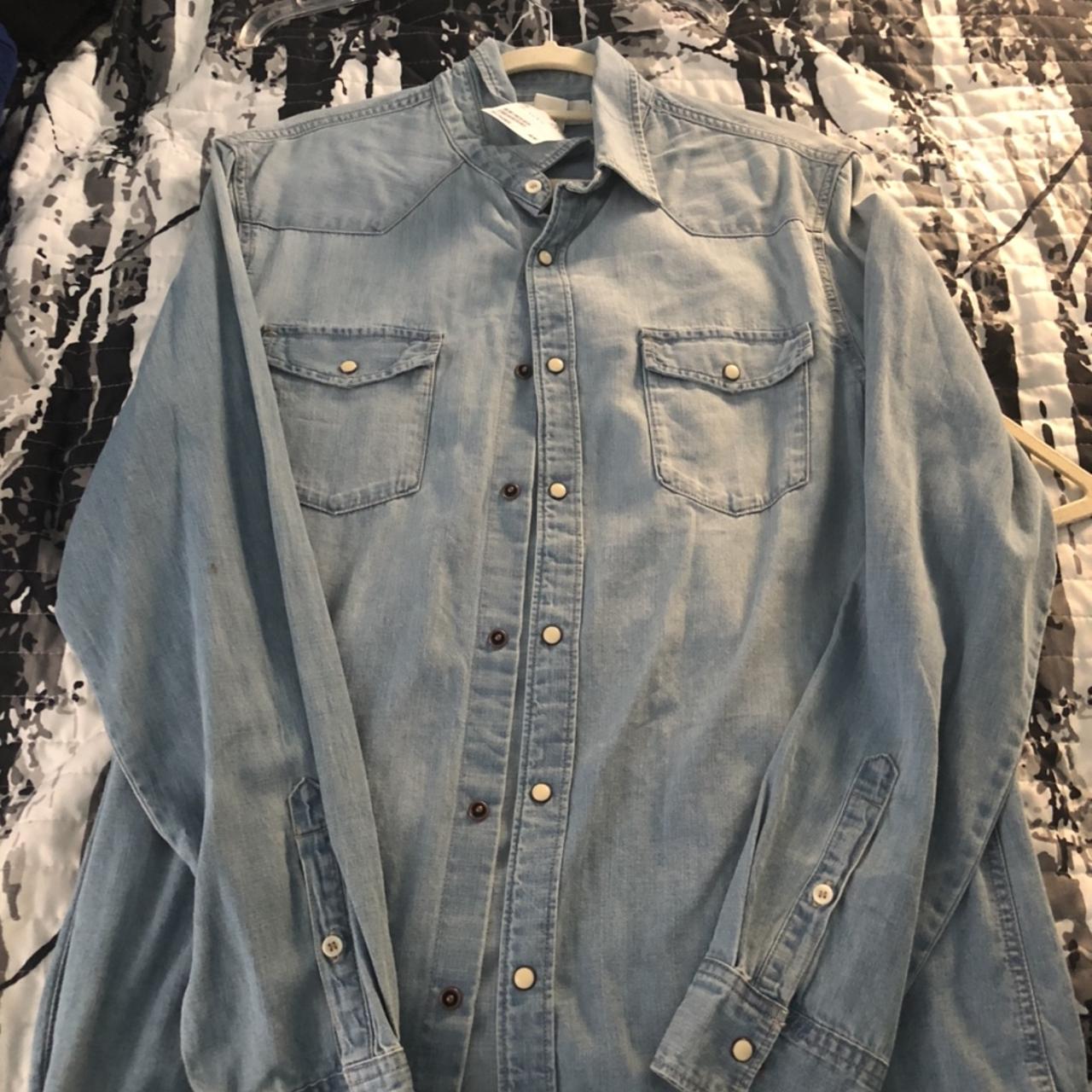 H&M Denim button up New with tags Message me if... - Depop