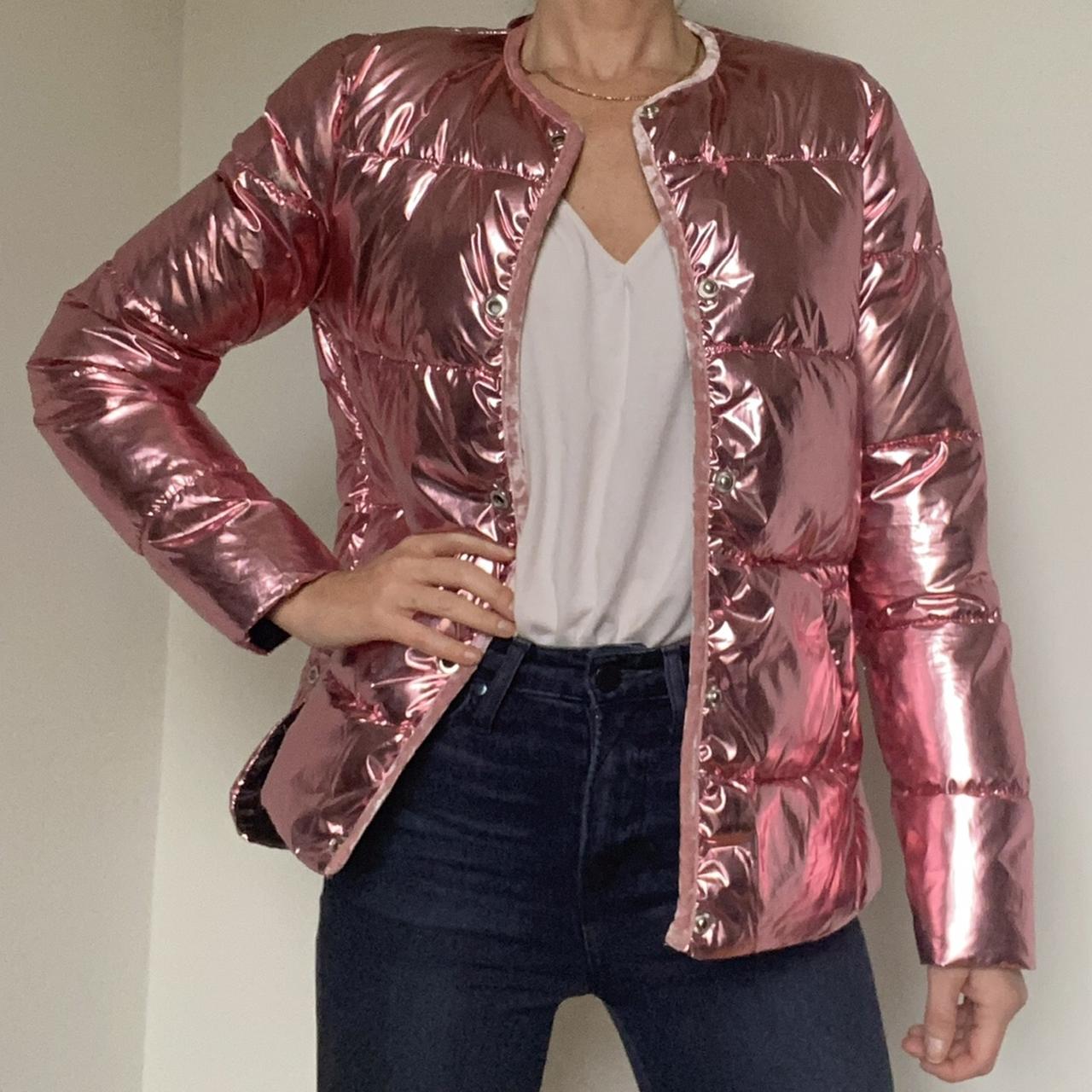 Metallic pink clearance puffer jacket