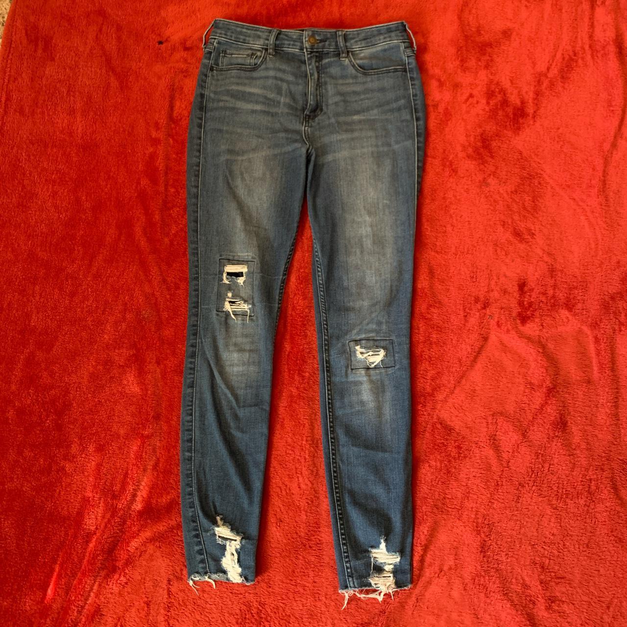 Lightly used ripped Hollister jeans , they are a... - Depop