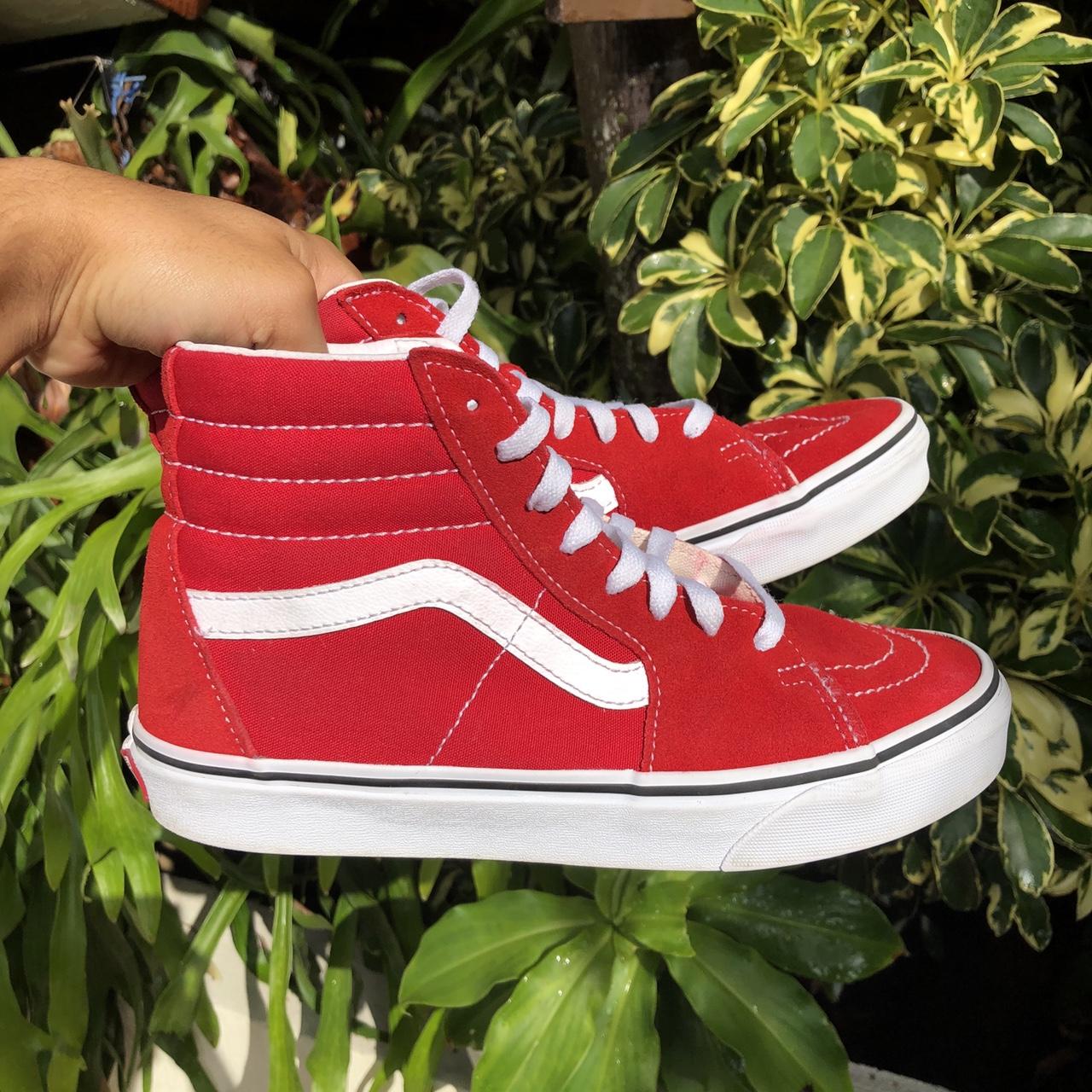 RED OLD SKOOL SK8 HI VANS VERY NICE PAIR looks. Depop