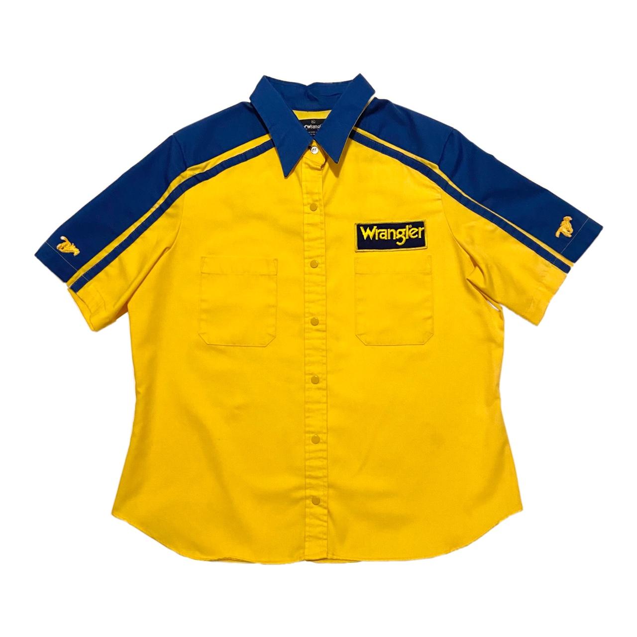 vintage 90s yellow and blue Wrangler button up...