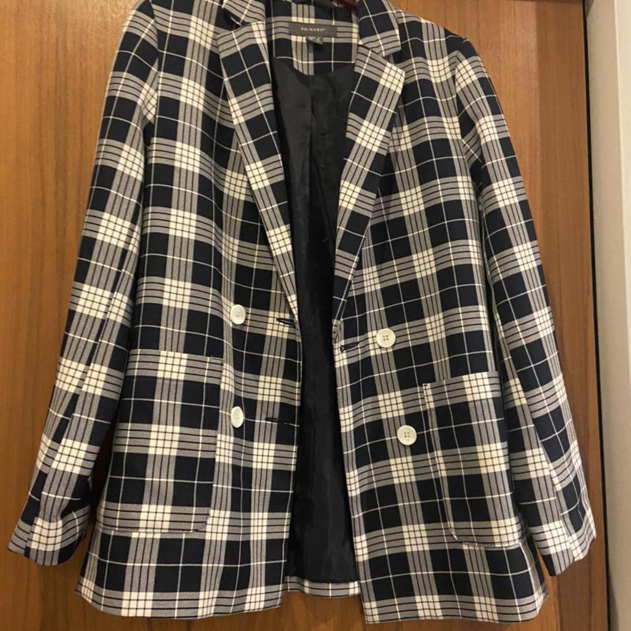 Checked navy blue Primark blazer 💛 Size 6 ! Fits... - Depop