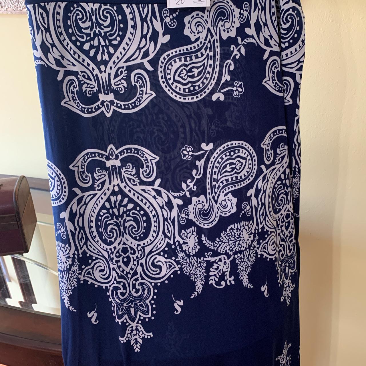 BEAUTIFUL BOHO NAVY SKIRT WITH WHITE PATTERNS SIZE... - Depop