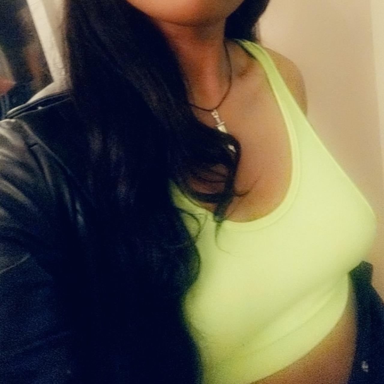 Neon side boob crop top For reference point I'm a - Depop