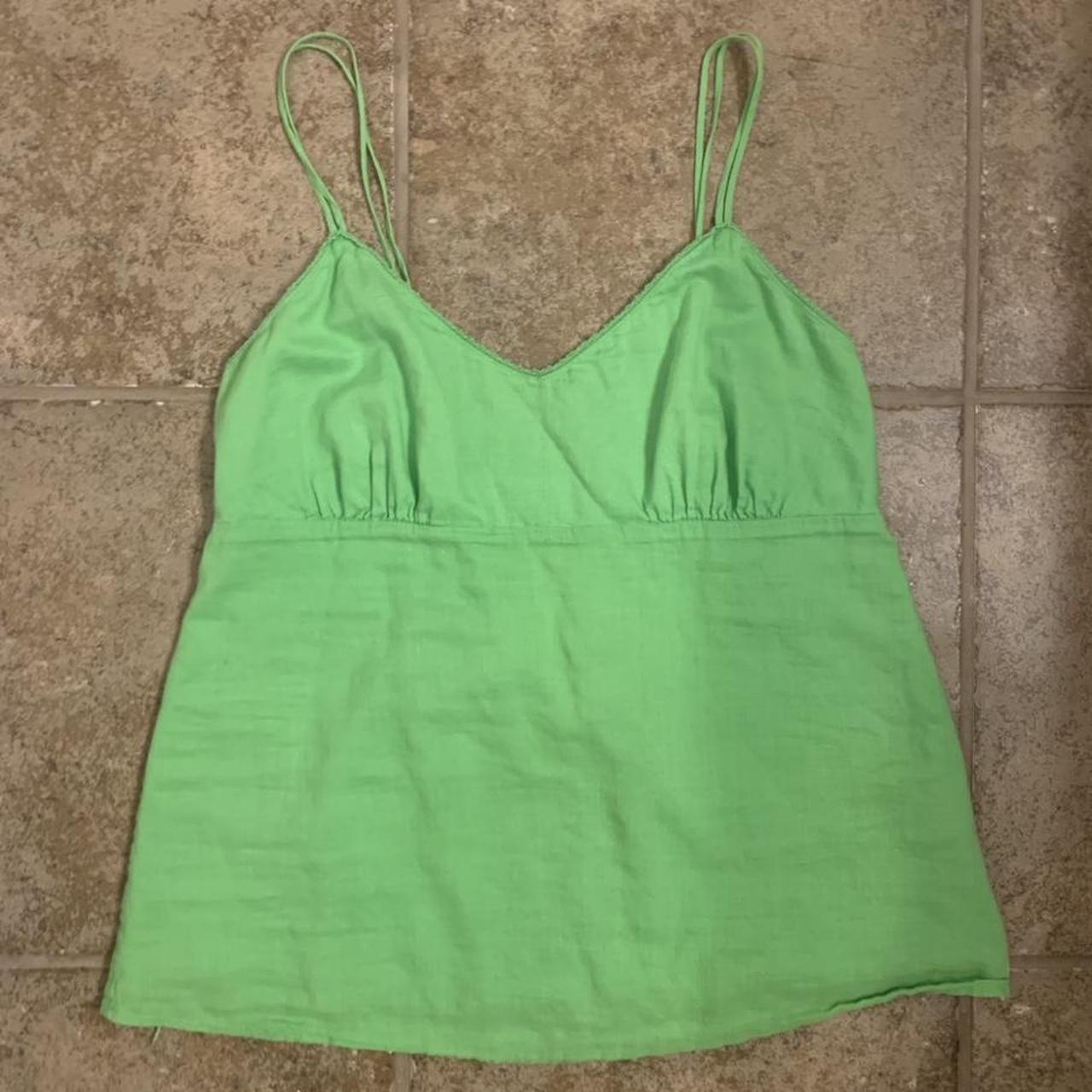 bright green spaghetti strap flowy tank top. SHES SO... - Depop