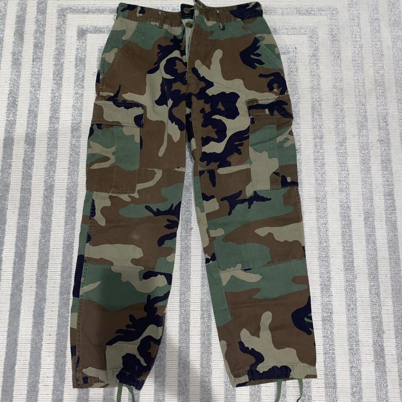 Camo / camouflage pants with adjustable waist and... Depop