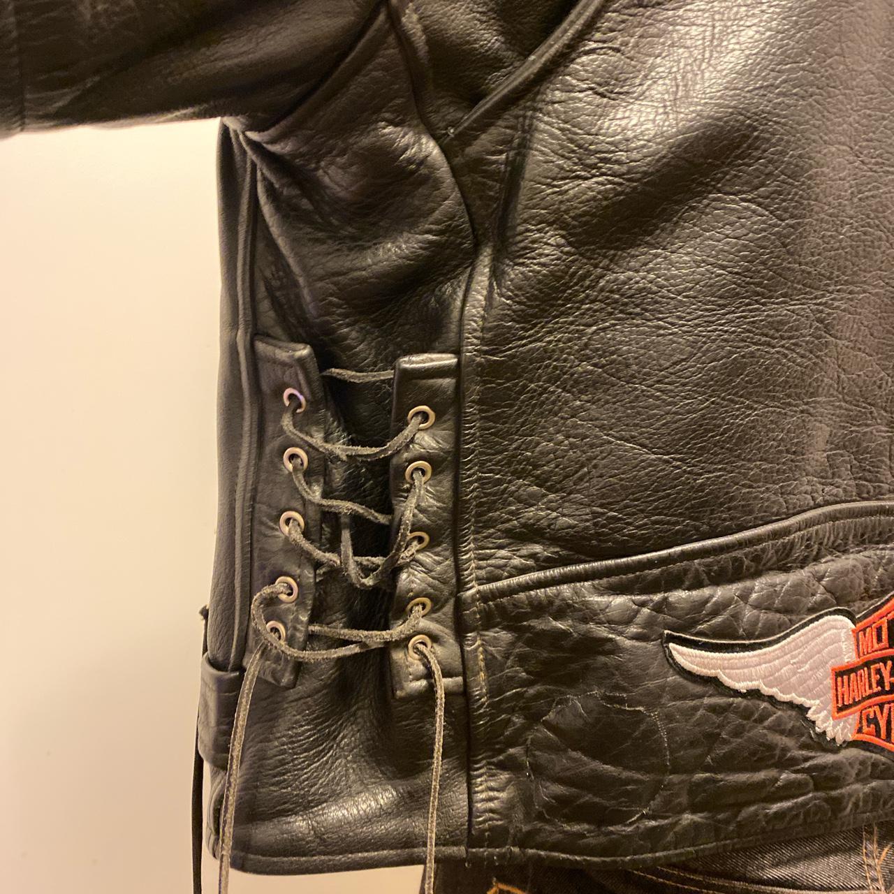 Vintage Harley Davidson men’s leather moto jacket... - Depop