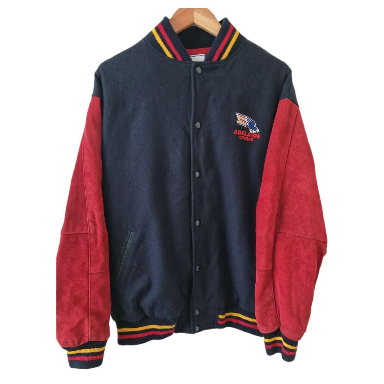 Vintage Adelaide Crows Men's Jacket Wool and Leather... - Depop