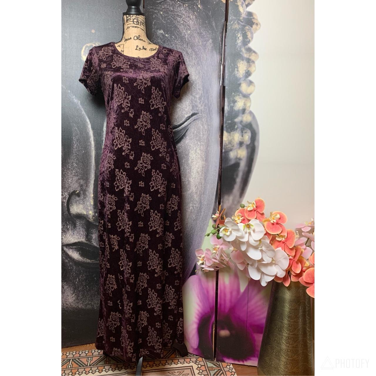 Vintage 90’s Velvet Floral Embossed Maxi Dress, Cool...