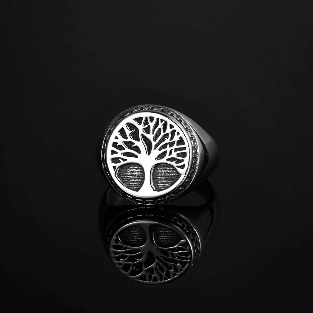 Mens Ring Silver Tree Of Life Ring Silver Signet Depop   P0 