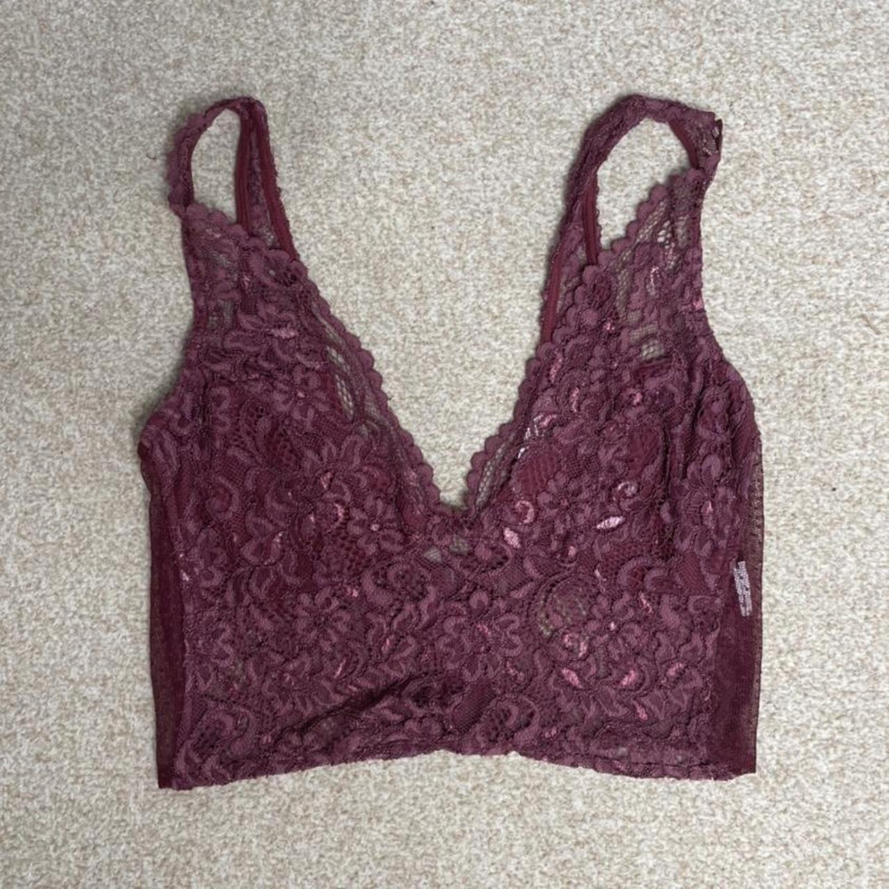 Pull and bear burgundy lace bralet crop top Uk