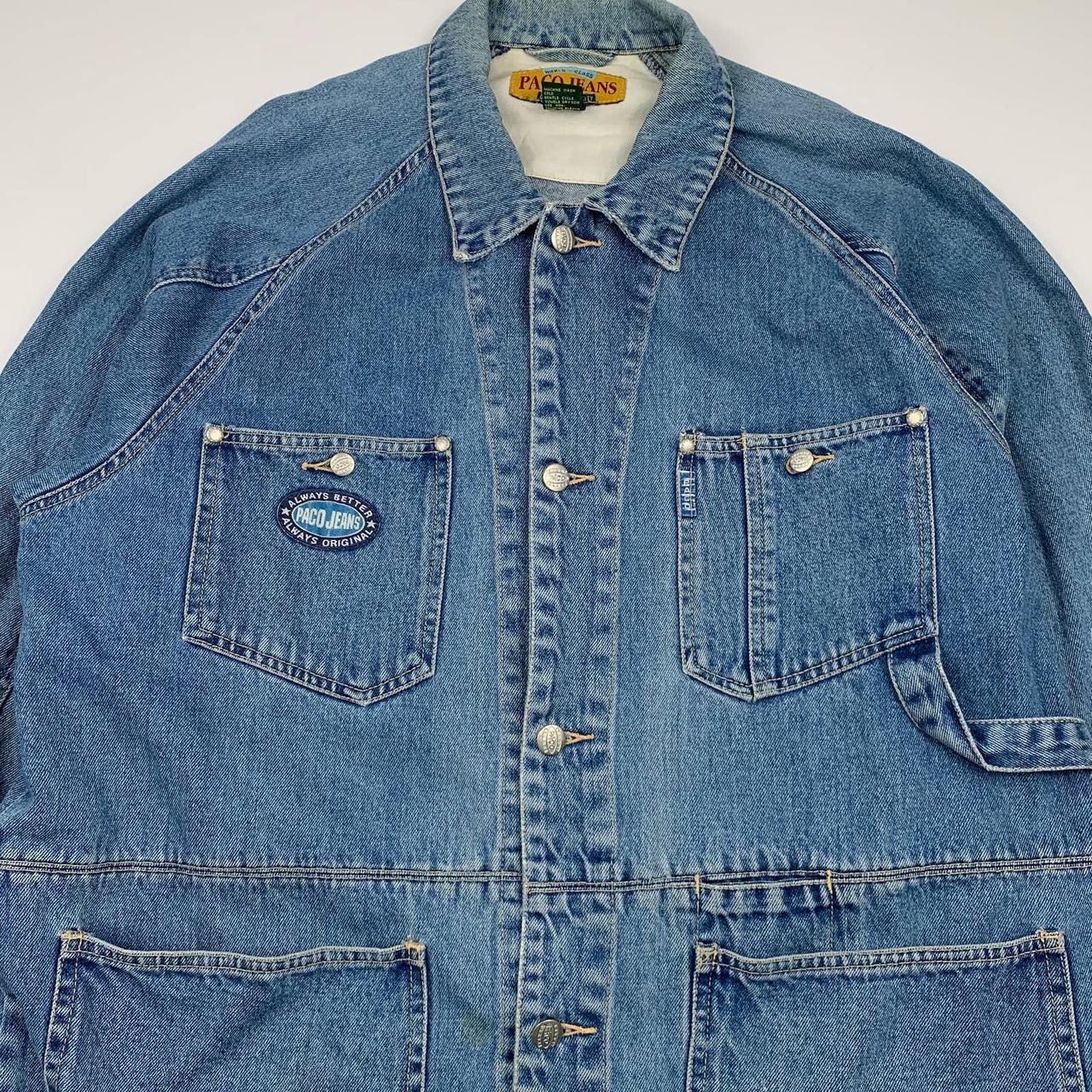 Vintage paco jeans denim button up chore coat... - Depop