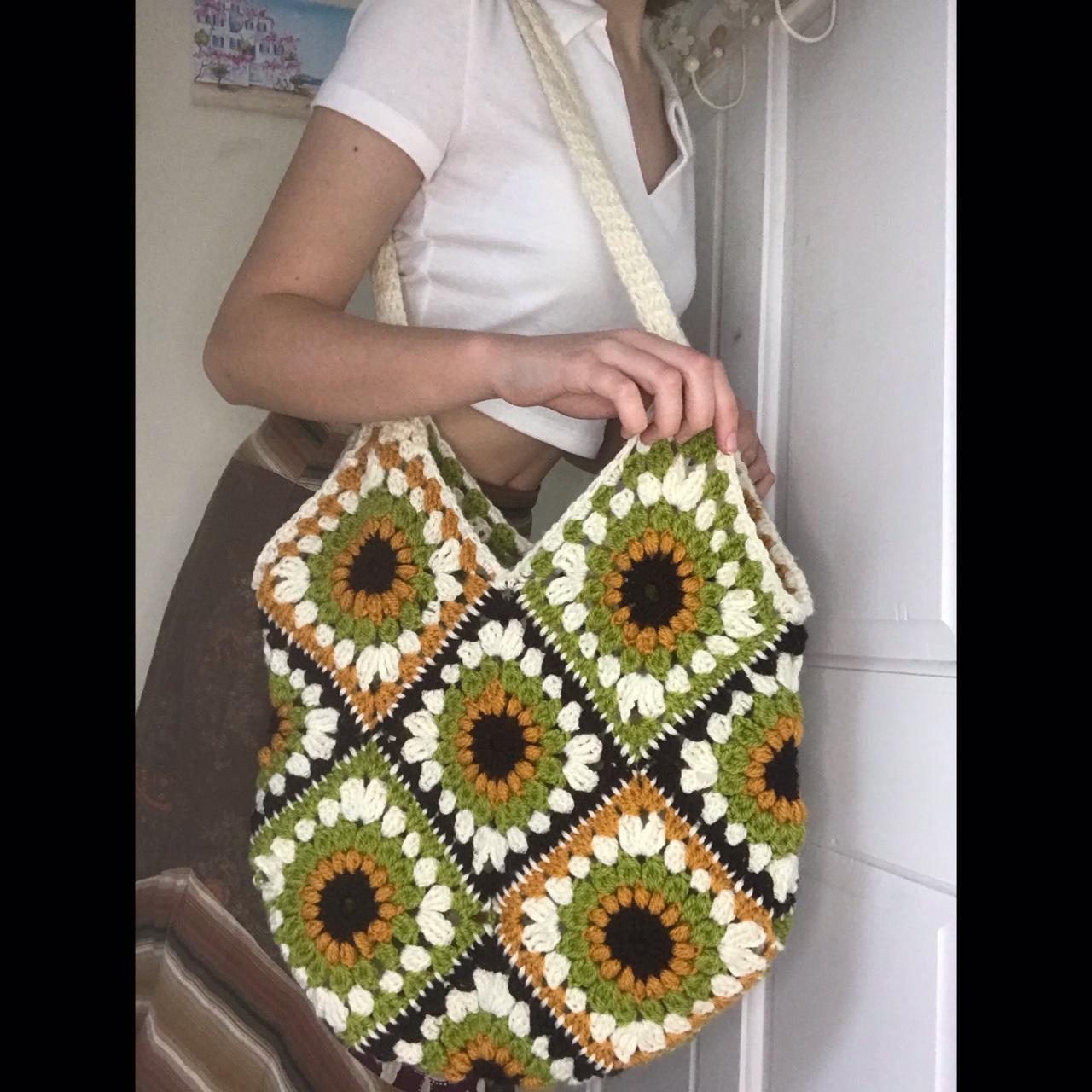 🌻 Sunflower Crochet Tote Bag 🌻 Handmade Crochet Tote... - Depop