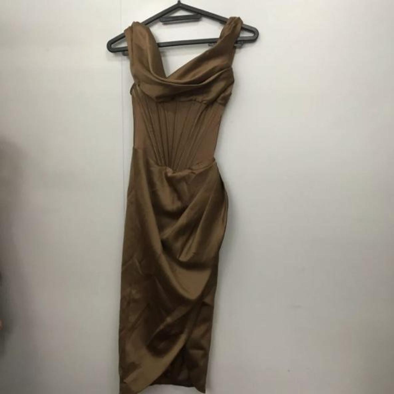 HOUSE OF CB 'Lulu' Toffee Asymmetric Drape Depop